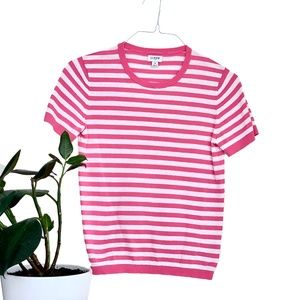 J. Crew Pink & White Striped Knit Top